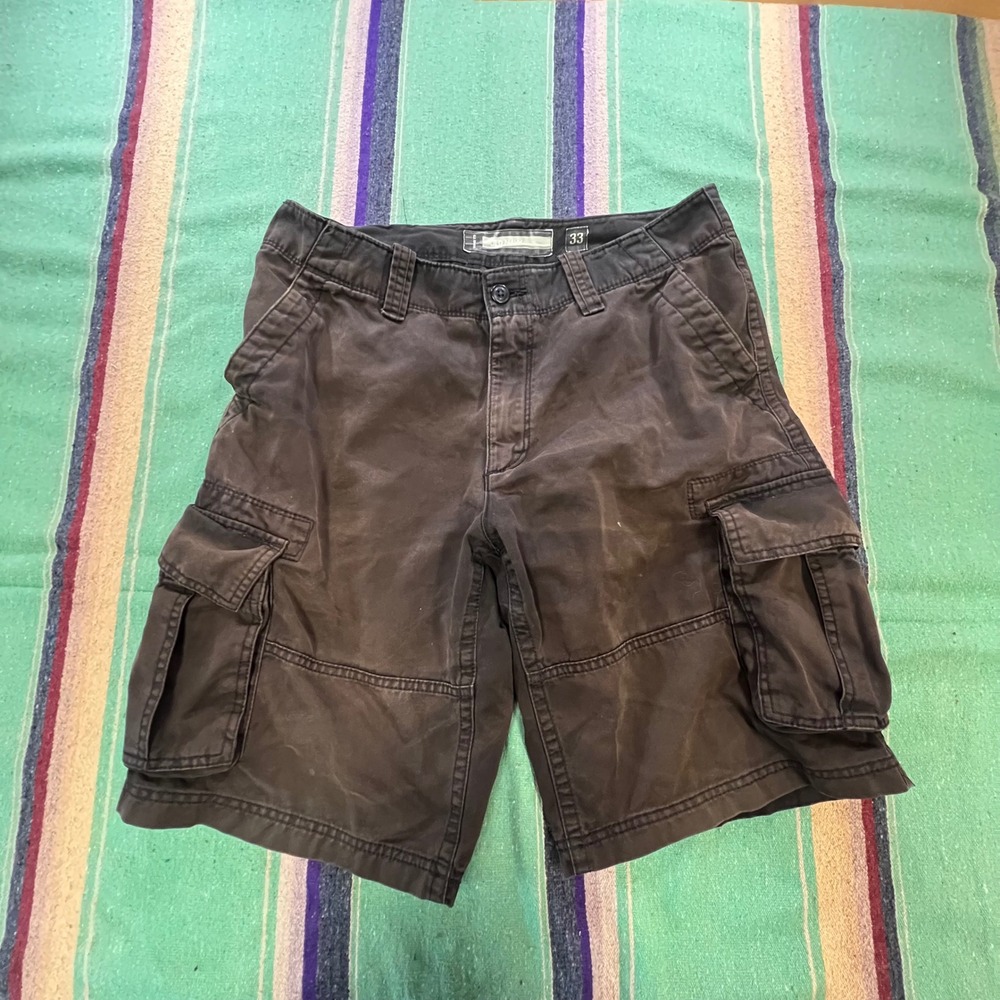 Old Navy Cargo Shorts Mens 33 Black Faded Cotton Relaxed Fit Pockets AZ40
